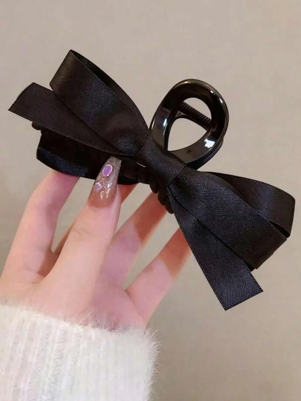 Double Sided Satin Bow Hair Claw Clip Set-4 pc NEW